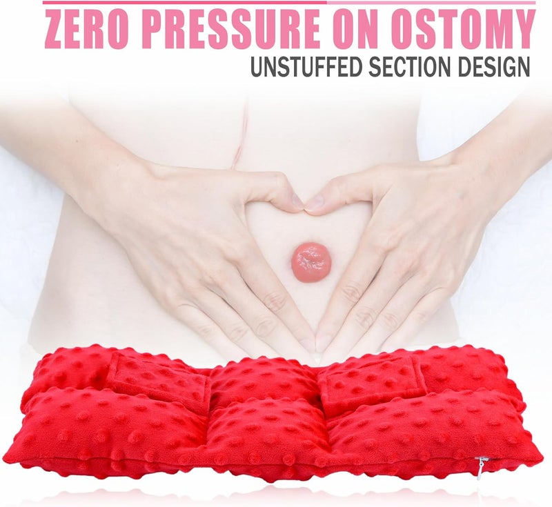 BNRendles Ostomy Seatbelt Pillow, Ostomy Driving Protector, Stoma Shiled Ileostomy Urostomy Riding Guard, No Squeezing, Ostomate Must Have Supplies, Minky Dot Red - Image 2